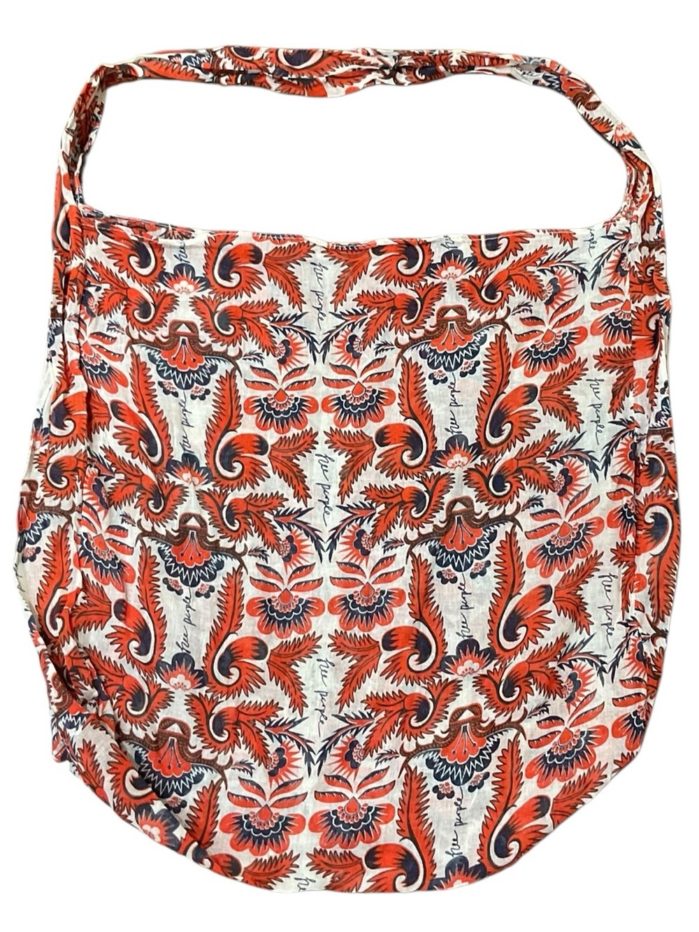 Free People Orange, Blue & White Paisley Large Tote Bag